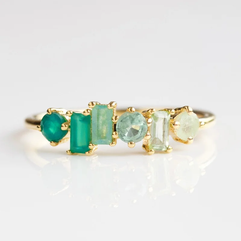real opal ring for women Green Gemstone Ombre Ring