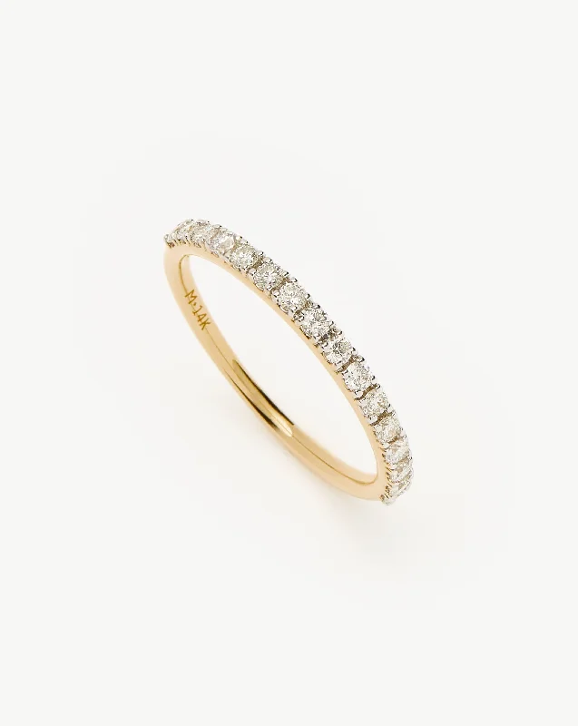 white opal engagement ring Fine Slim Half Eternity Ring | 14ct Solid Gold/Diamond