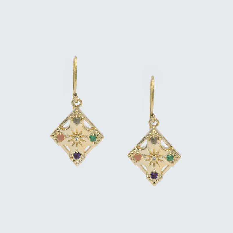 real citrine gemstone pendant Harmony "LOVE" Gemstone Dangle Earrings - 4 Stones
