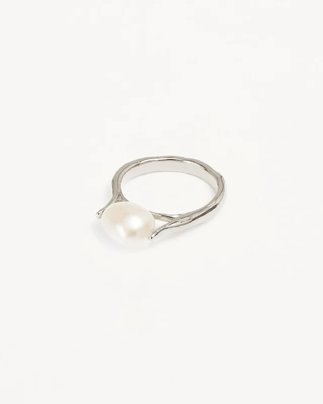 men’s black diamond cufflinks Sterling Silver Harmony Pearl Ring