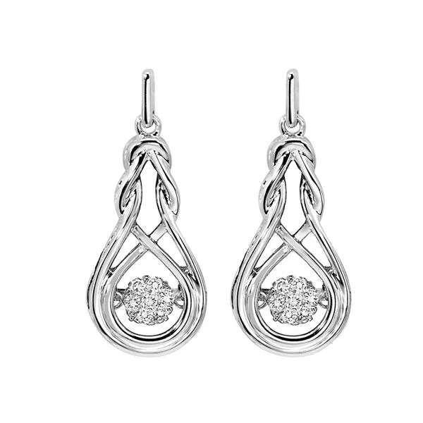 Sterling Silver & Diamond Rhythm Of Love Anniversary Love Knot Earrings