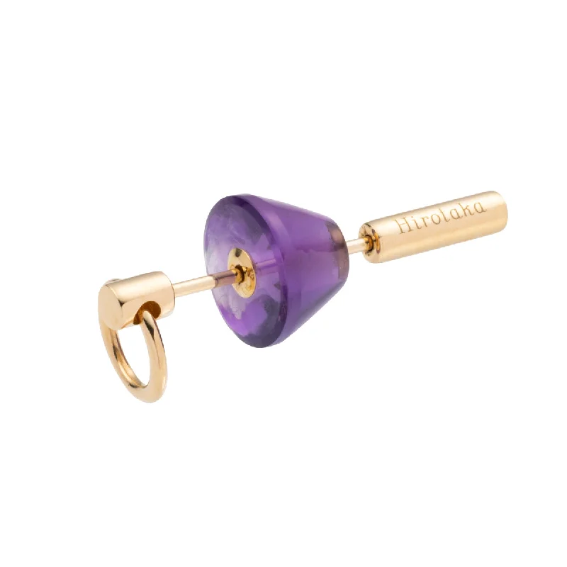 dainty gemstone drop earrings "Spear" Door Knocker Earring Small size, Amethyst