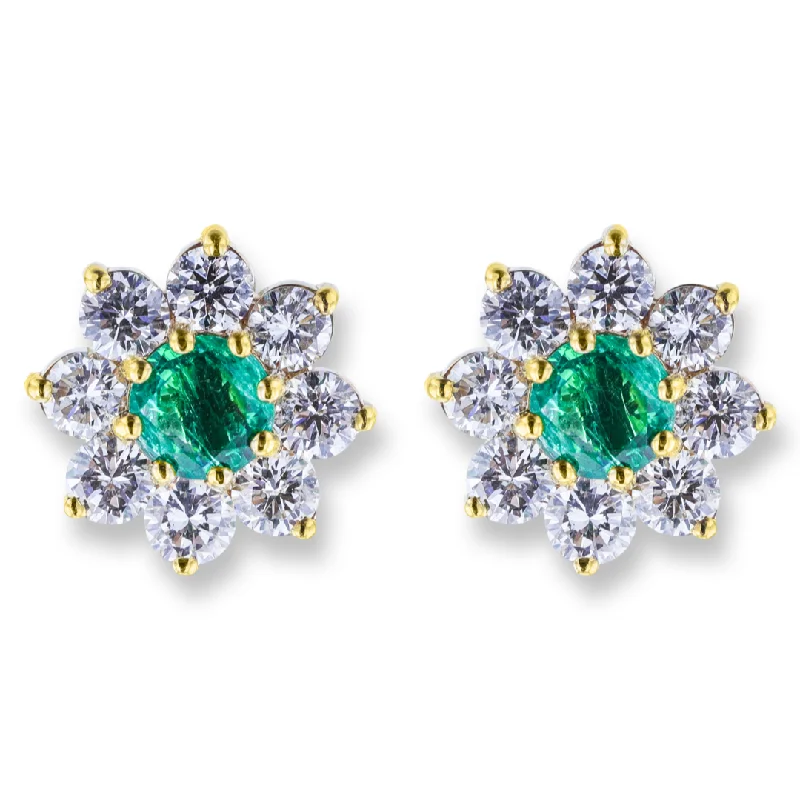 modern geometric gold ring JULEVE 14KT YELLOW GOLD 1.80CT EMERALD & 4.00CTW DIAMOND EARRINGS