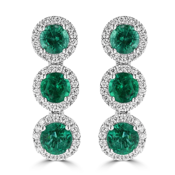 vintage flower brooch pin JULEVE 18KT WHITE GOLD 5.03CT EMERALD & 1.05CTW DIAMOND HALO DROP EARRINGS