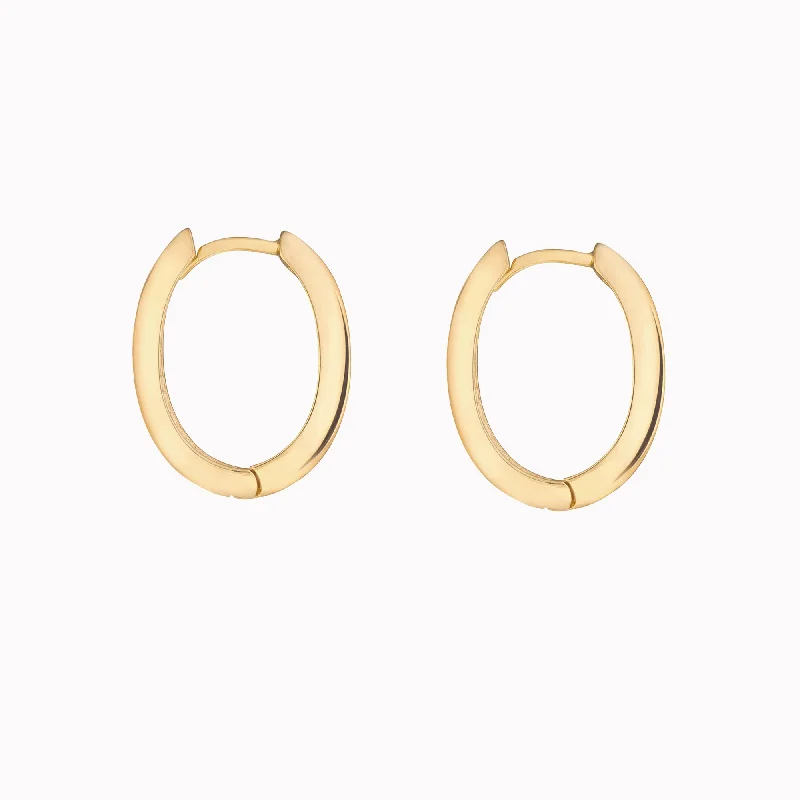 chunky boho turquoise ring Knife Edge Oval Hoop Earrings