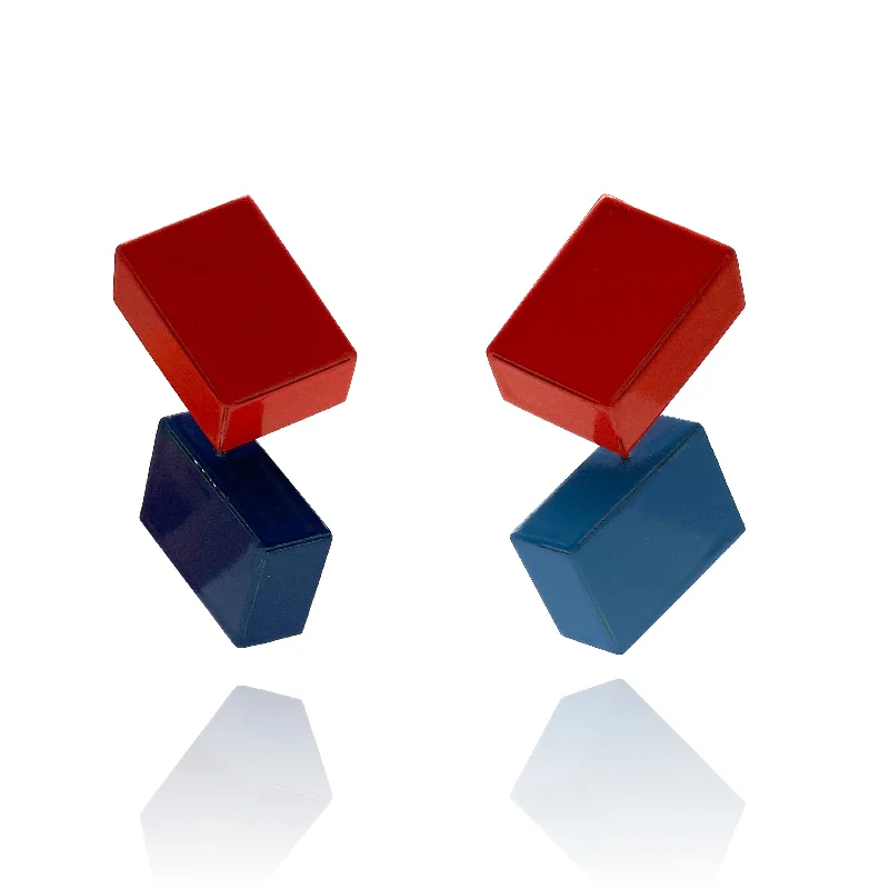 dainty feather charm necklace Konstanze Prechtl - Red and Blue Geometric Earrings