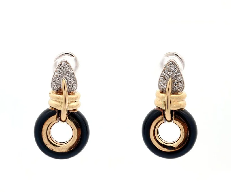 silver infinity symbol bracelet La Nouvelle Bague 0.75ctw Pave Diamond and Midnight Enamel Earrings in 18K