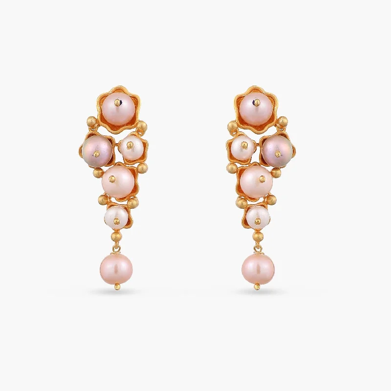 Larah White Pearl Drop Silver Earrings