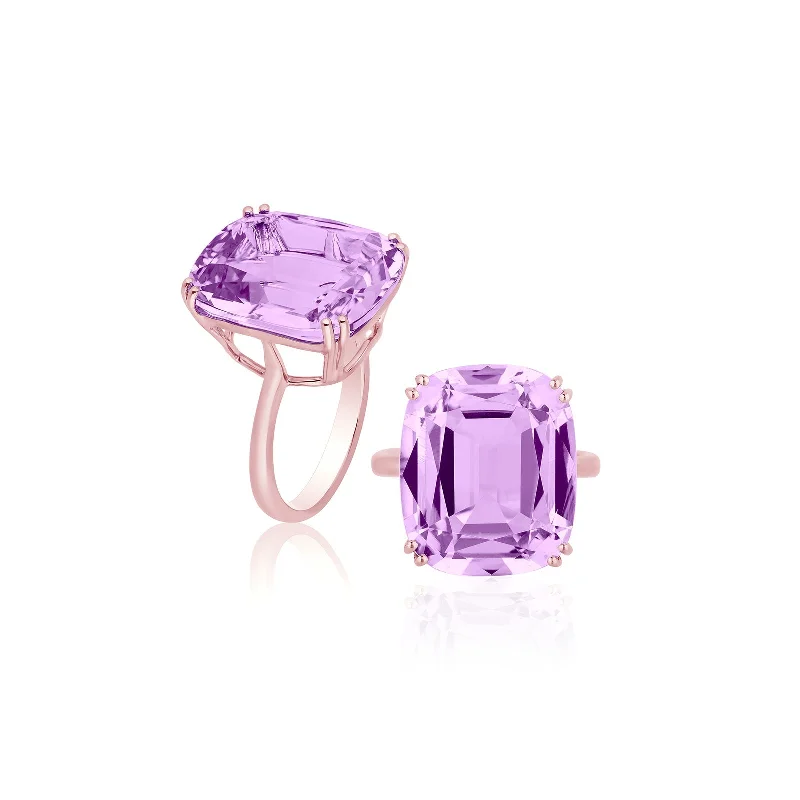 Lavender Amethyst Cushion Ring