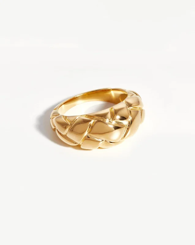 white gold diamond cluster ring Lucy Williams Dome Waffle Ring | 18ct Gold Vermeil