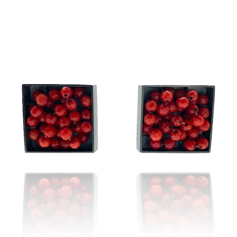 modern infinity signet ring Mariiko Sumioka - Coral Bead Square Earrings