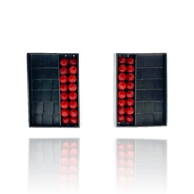 classic diamond hoop earrings Mariiko Sumioka - Coral Bead Rectangle Earrings