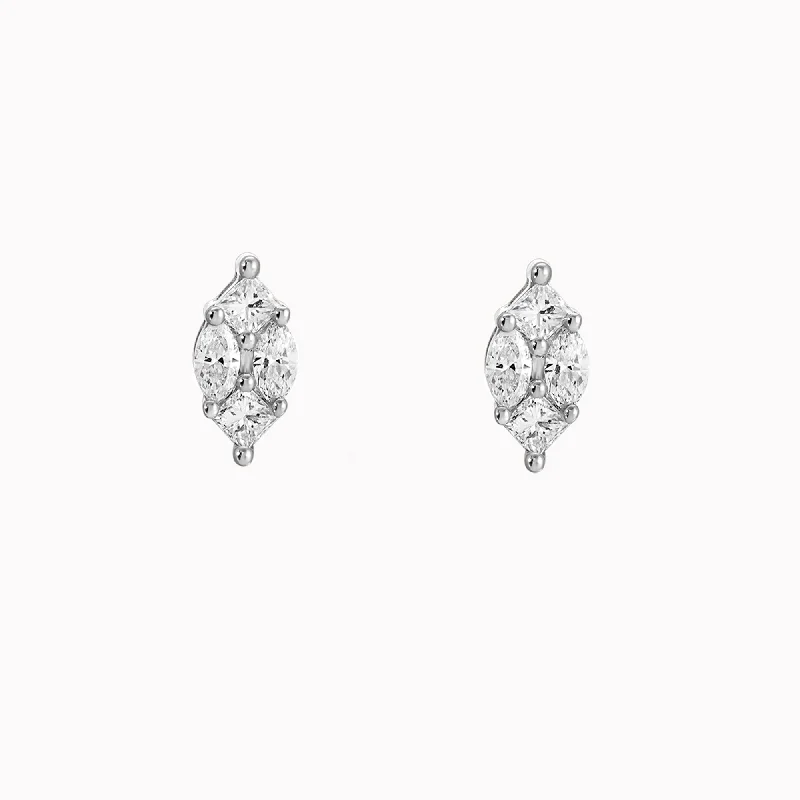 personalized engraved locket Marquise Diamond Studs