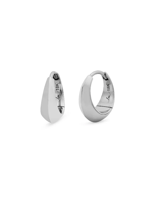 Medium Crescent White Gold Hoop Earrings