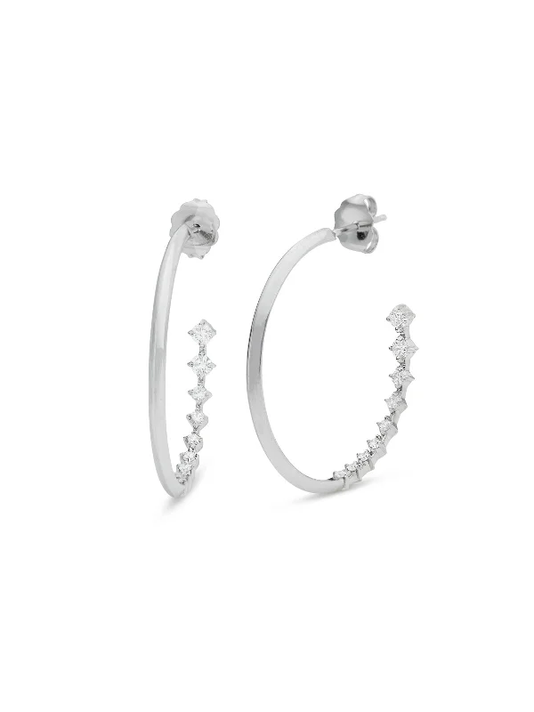 Medium Front To Back Eclat White Gold Hoop Earrings