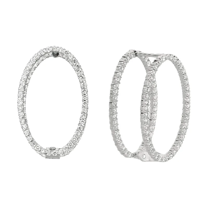 vintage rose-cut diamond ring Minilok Miroir Large Diamond Oval Earrings