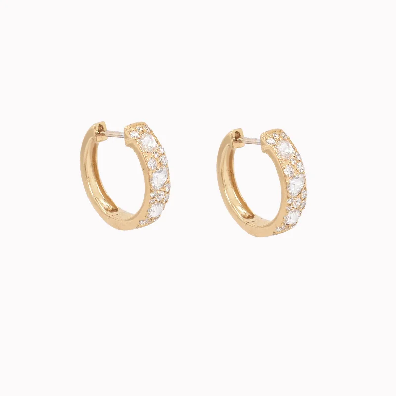 sterling silver herringbone chain Cosmos Diamond Hoop Earrings