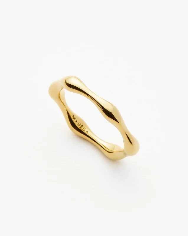 hammered sterling silver band Molten Stacking Ring | 18ct Gold Vermeil