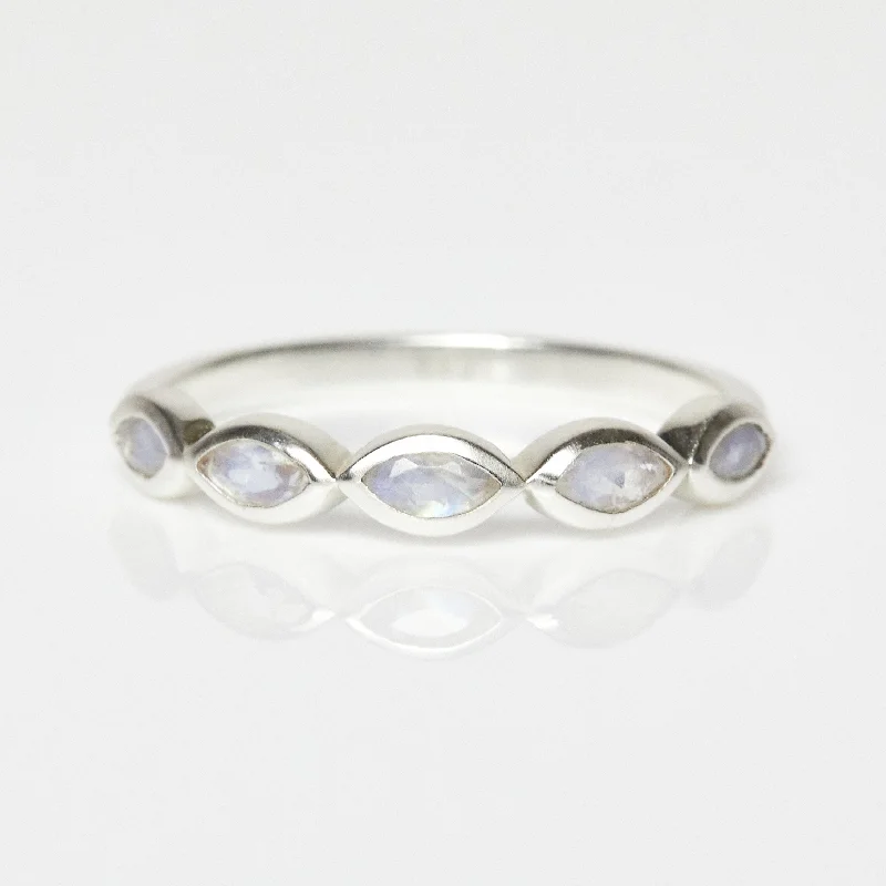celestial constellation necklace silver Moonstone Marquise Gemstone Stacking Ring