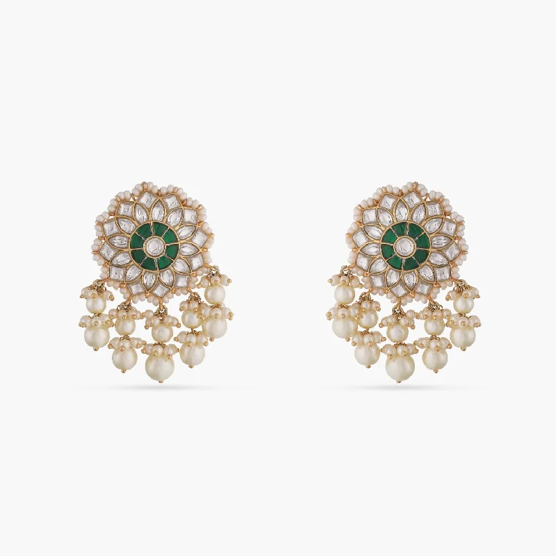 Mukta Jadau Silver Earrings