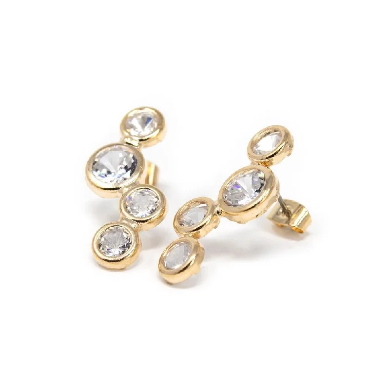 simple crystal pendant necklace Multi CZ Round Stud Earrings Gold Tone