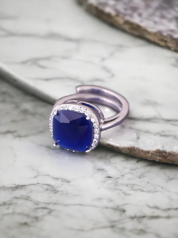 celestial sunburst ring gold Navy Aggeliki Adjustable Ring