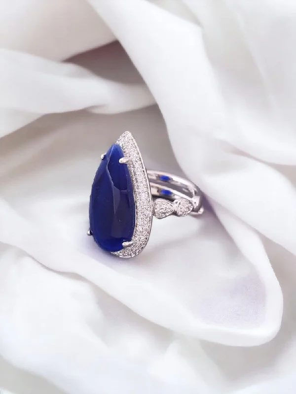 small diamond nose stud Navy Alexandra Adjustable Ring
