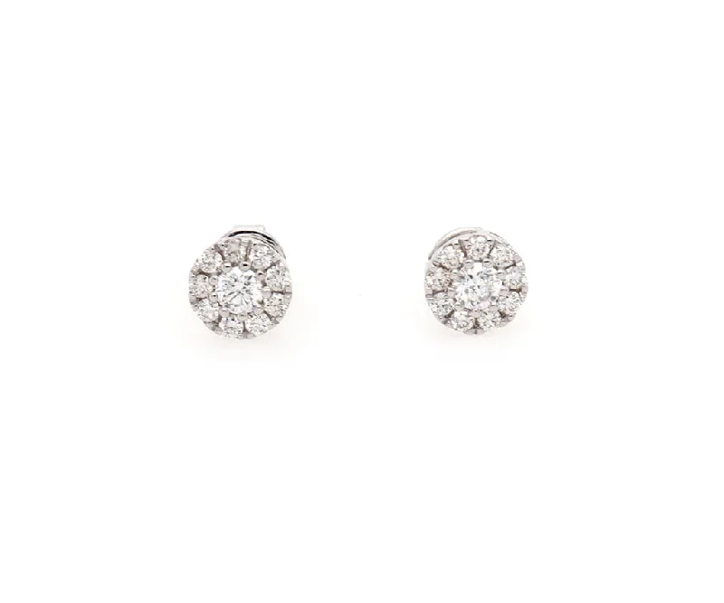 personalized engraved signet ring New 0.88ctw Round Diamond Halo Stud Earrings in 14K
