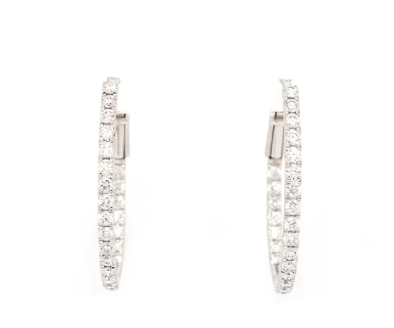 emerald-cut engagement ring halo New 1.00ctw Diamond Oval Inside Out Hoop Earrings in 14K