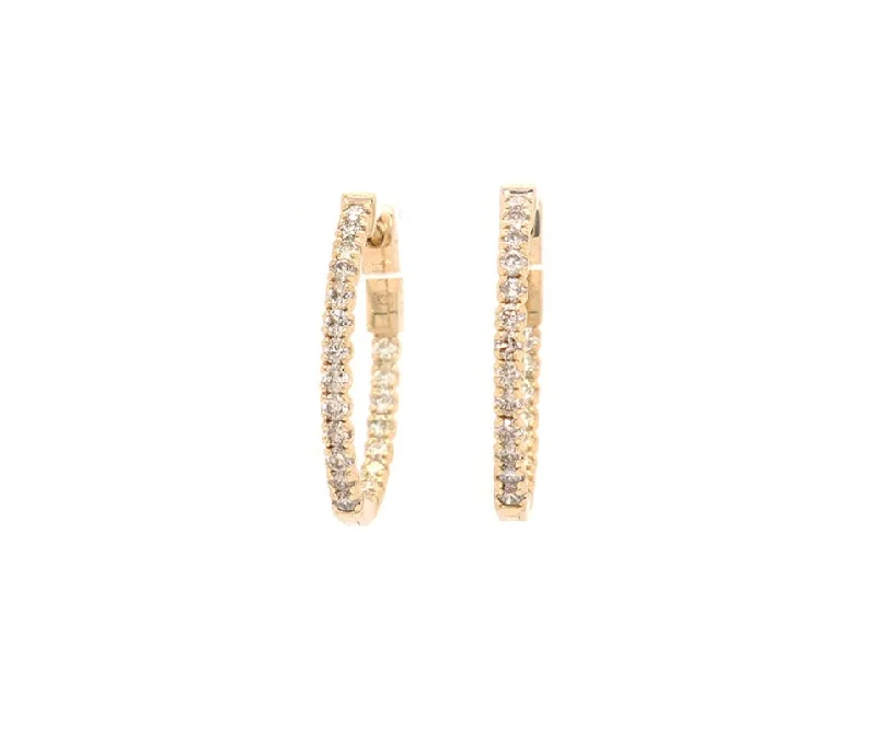 gemstone stacking rings colorful New 1.00ctw Round Diamond Inside Out Hoop Earrings in 14K
