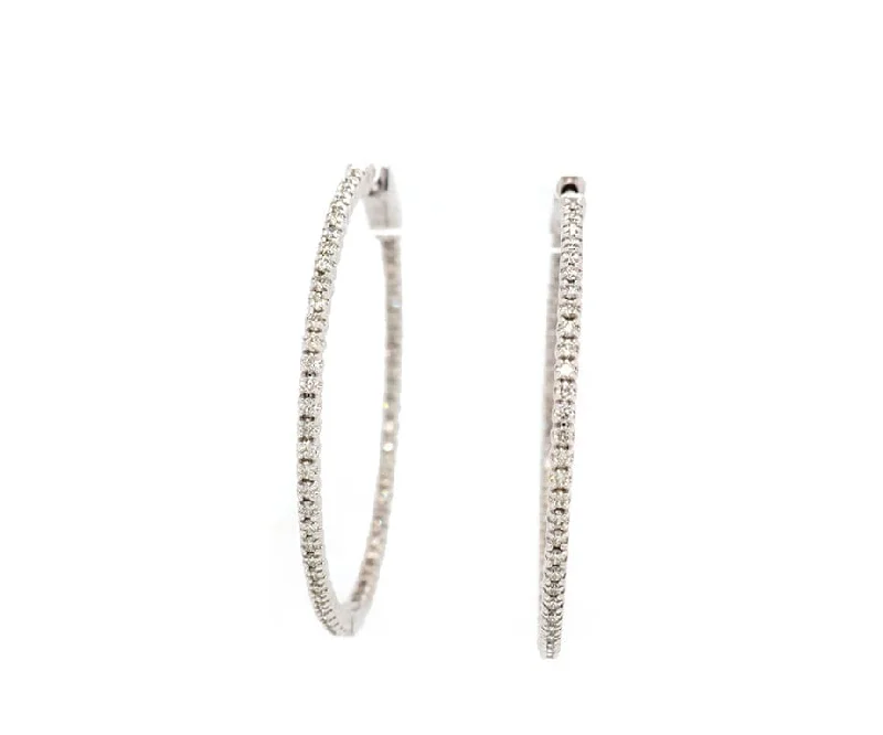 stackable gold bangle set New 1.01ctw Round Diamond Inside Out Hoop Earrings in 14K