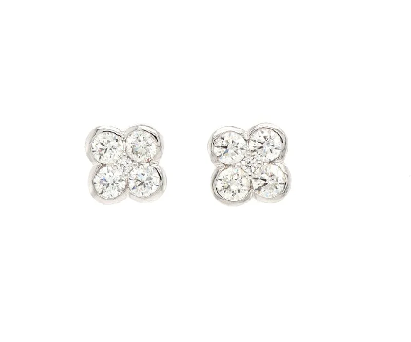 butterfly pendant necklace delicate New 1.14ctw Diamond Bezel Set Flower Stud Earrings in 14K