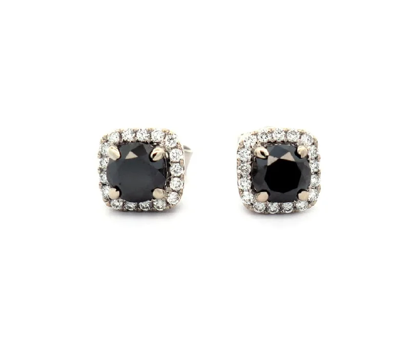 personalized ring with name New 1.20ctw Black Diamond and 0.20ctw White Diamond Frame Stud Earrings in 14K