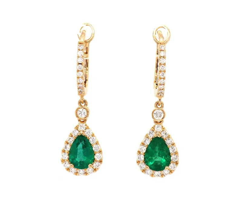 hammered gold stacking rings New 1.43ctw Pear Emeralds and 0.52ctw Diamond Frame Drop Earrings in 18K