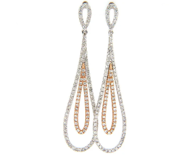 unique square diamond ring New 1.50ctw Diamond Two Tone Double Teardrop Dangle Earrings in 14K