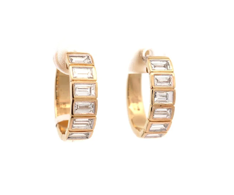 minimalist black pearl necklace New 2.03ctw Baguette Diamond Bezel Set Hoop Earrings in 14K