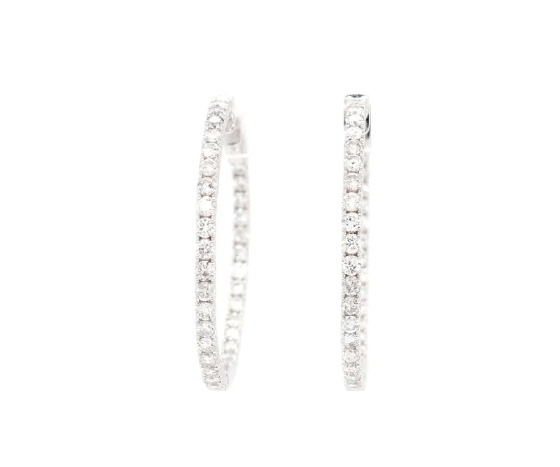 minimalist rose gold stacking rings New 2.74ctw Diamond Inside Out Hoop Earrings in 14K