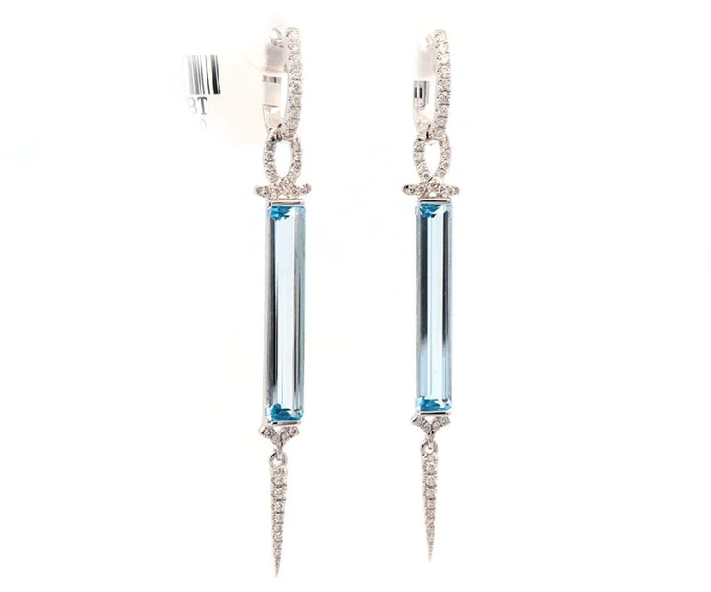 boho gemstone anklet New Doves 6.34ctw Elongated Blue Topaz & 0.34ctw Diamond Dangle Earrings 14K