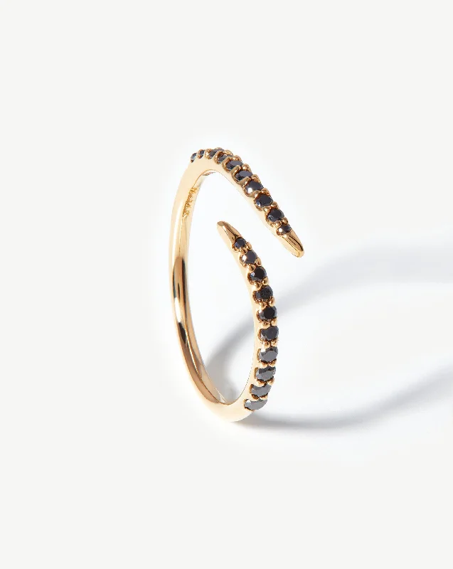vintage-inspired moonstone necklace Fine Open Claw Ring | 14ct Solid Gold/Black Diamond