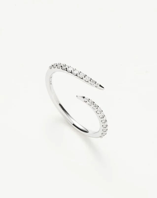 bohemian anklet with shells Fine Open Claw Ring | 14ct White Gold/Diamond