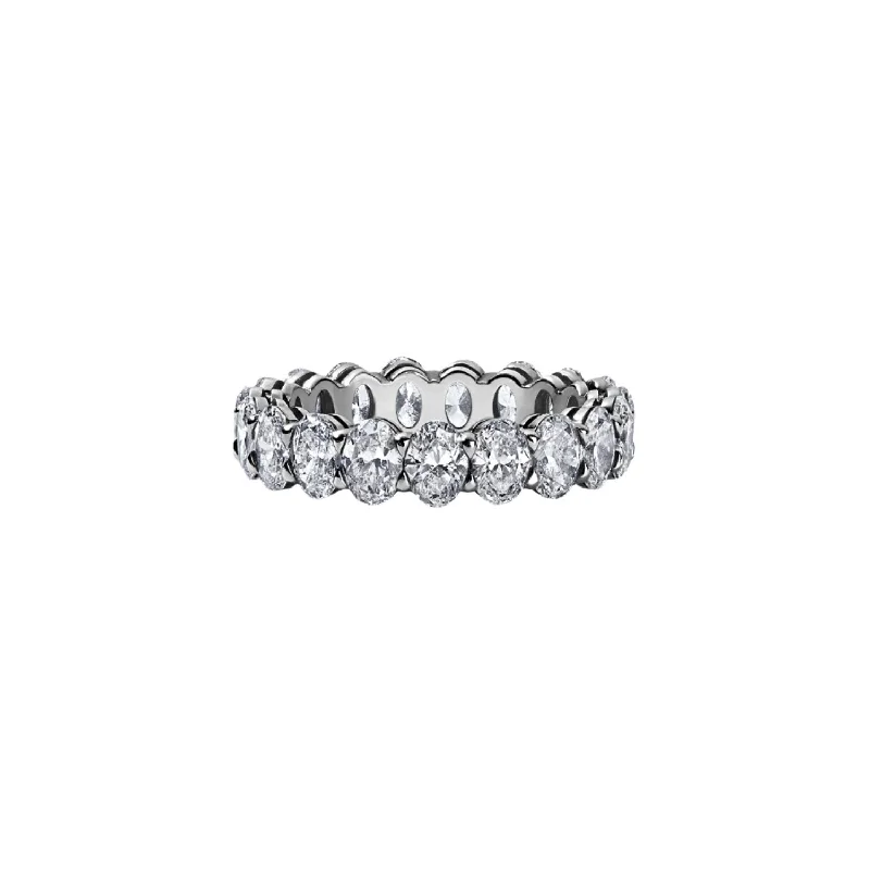 handcrafted opal inlay ring Oval Cut Eternity Band 3.90ct