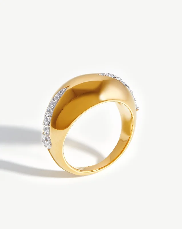 celestial star ring gold Dome Pave Ring | 18ct Gold Plated/Cubic Zirconia