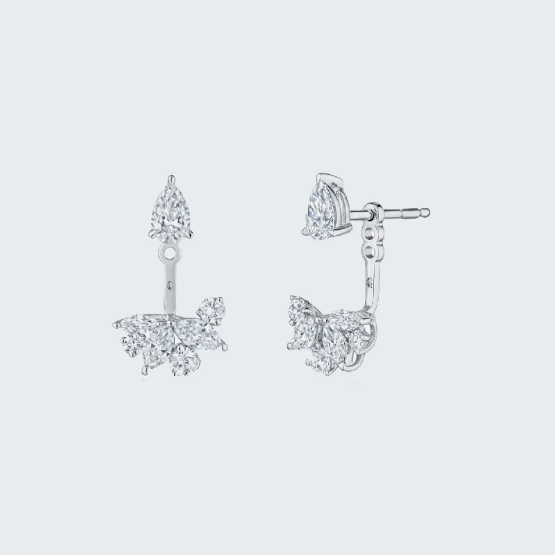 dainty snake ring gold Pear Diamond Stud with Marquis Cluster Front-Back Jacket Earrings