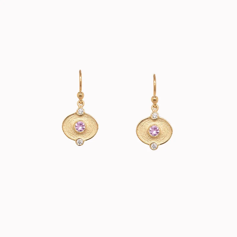 black onyx men’s signet ring Petite Brushed Pink Sapphire Dangle Earrings
