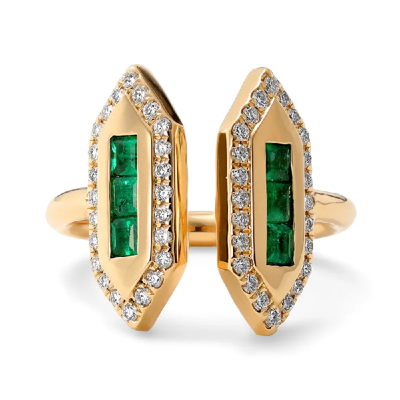 Pharaoh Emerald and Diamond Ring