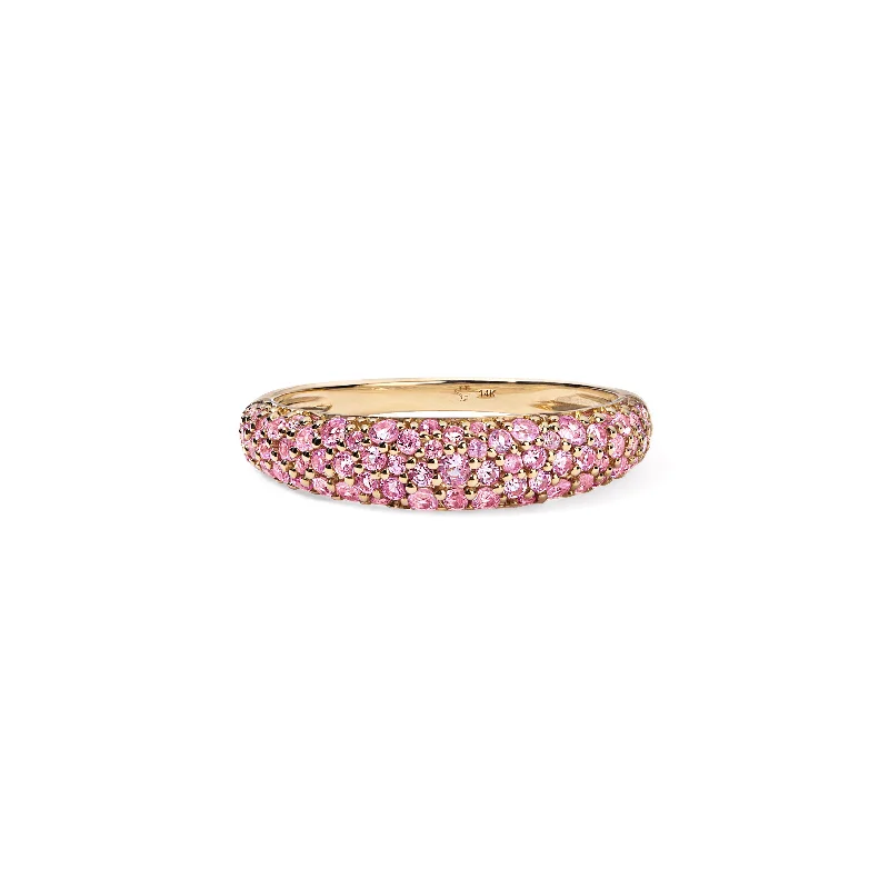 bezel set engagement ring modern Pink Sapphire Pave Stack Ring