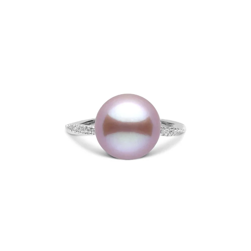 Pirouette Collection 10.0-11.0 mm Lavender Freshadama Pearl and Diamond Ring