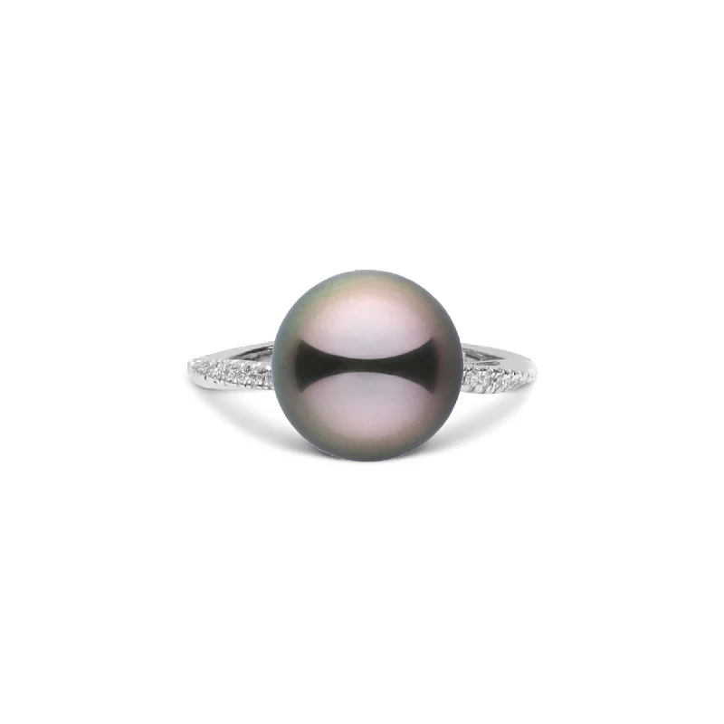 Pirouette Collection 10.0-11.0 mm Tahitian Pearl and Diamond Ring