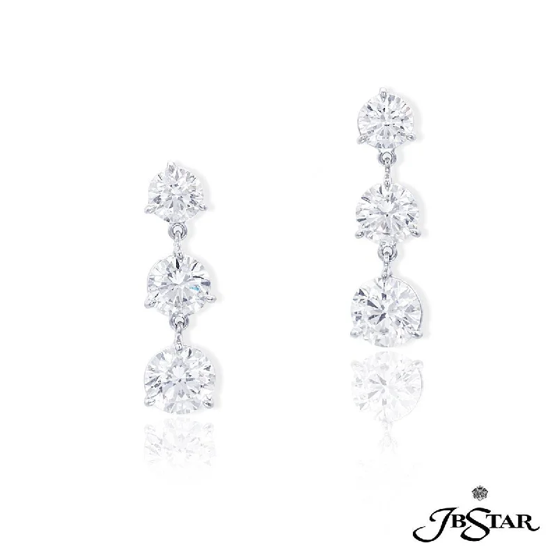 black diamond eternity band Platinum diamond earrings handcrafted with perfectly matched cascading diamonds.