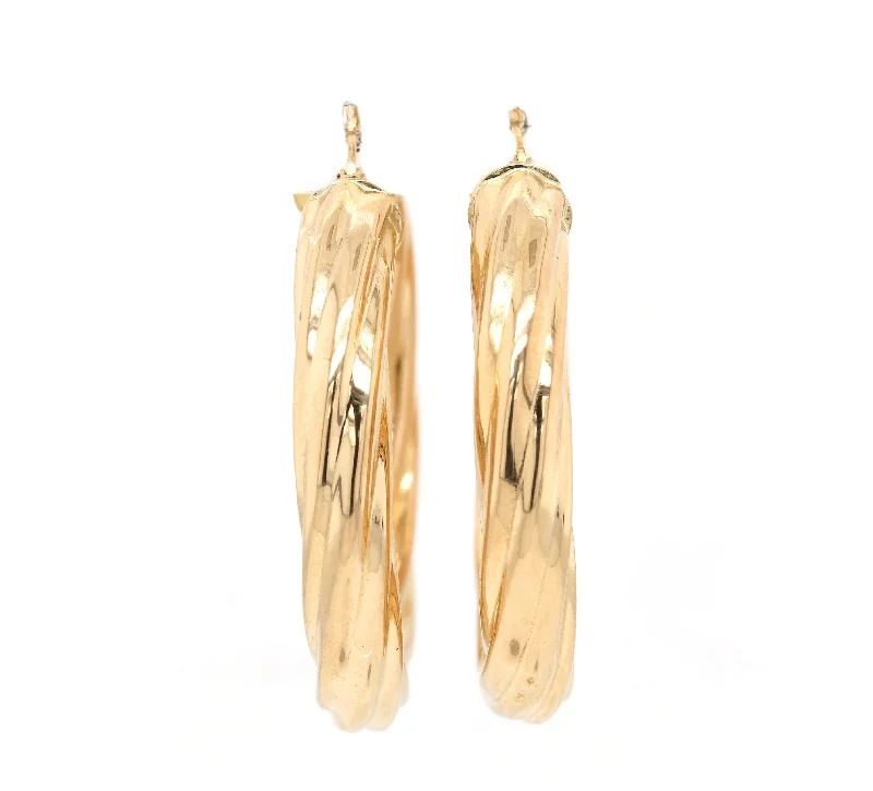 hammered copper wedding band Polished Twisted Hoop Earrings in 18K